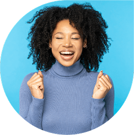 Smiling woman celebrating